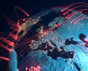 Global Connection Lines - Data Exchange, Pandemic, Computer Virus stock photo